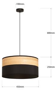 Závesný luster ALBA na lanku 1xE27/15W/230V, pr. 45 cm, čierna/hnedá