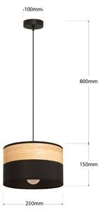 Závesný luster na lanku ALBA 1xE27/15W/230V pr. 25 cm čierna/hnedá
