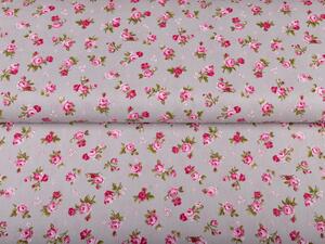 Biante Detské bavlnené posteľné obliečky do postieľky Sandra SA-343 Ružové ružičky na sivom Do postieľky 90x120 a 40x60 cm