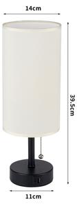 Brilagi - Stolná lampa so USB portom TABLON 1xE27/25W/230V čierna/krémová