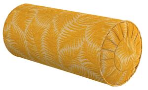 Valcový vankúš so záhybmi farba produktu žltá látka zapletaná, vzorované