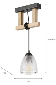 Závesný luster LEANDRA na lanku 1xE27/15W/230V dub/čierna