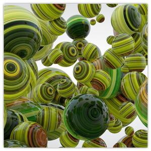 Abstraktný obraz - zelené gule (Obraz 30x30cm)
