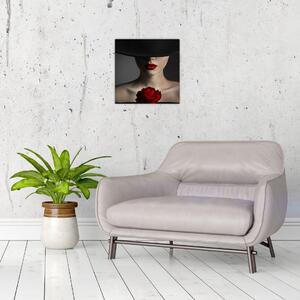 Moderný obraz - žena s ruží (Obraz 30x30cm)