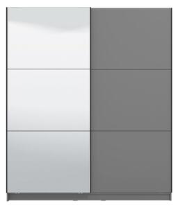 Šatníková skriňa s posuvnými dverami a zrkadlom Catalina 180 - sivá