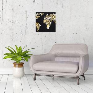 Mapa sveta z ozubených kolies - obraz na stenu (Obraz 30x30cm)