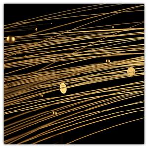 Abstraktný obraz zlatých vlákien (Obraz 30x30cm)