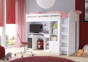 Detská poschodová posteľ so stolíkom UNIT Farba: Biela