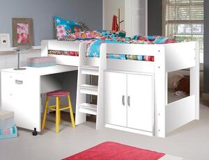 Detská poschodová posteľ so stolíkom FUNNY Farba: Biela