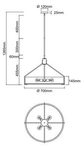 Open Design OR85655 - Luster na tyči DORETTO 6xE27/15W/230V, priemer 70 cm, matný chróm/biela