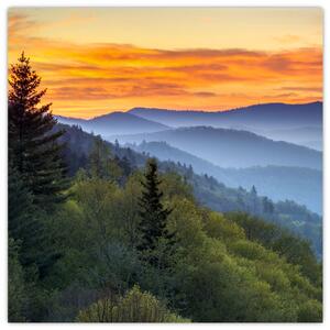 Obraz horskej krajiny pri západe slnka (Obraz 30x30cm)