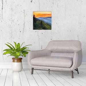 Obraz horskej krajiny pri západe slnka (Obraz 30x30cm)