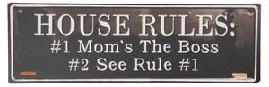 Nástenná plechová ceduľa House rules - 39 * 13 cm - Clayre & Eef