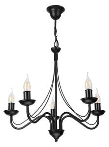 Luster na reťazi ANTON 5xE14/15W/230V čierna