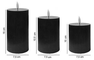 SADA 3x LED sviečok BRILLO LED/2xAA čierna + diaľkové ovládanie