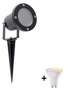 LED RGBW Stmievateľná vonkajšia lampa BLAKE 1xGU10/4,8W/230V IP65 + diaľkové ovládanie