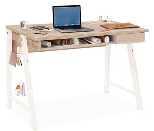 Malý študentský písací stôl Veronica - dub svetlý/biela