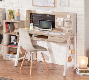 Malý študentský písací stôl s nástavcom Veronica - dub svetlý/biela