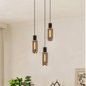 Eglo 901004 - Závesný luster na lanku MAIONE 3xE27/4W/230V čierna/dymová