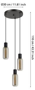 Eglo 901004 - Závesný luster na lanku MAIONE 3xE27/4W/230V čierna/dymová