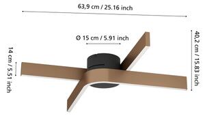 Eglo 901863 - LED RGBW stmievateľné stropné svietidlo FOLCINO-Z 2xLED/18W/230V medená/čierna
