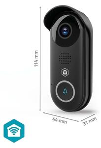 Nedis WIFICDP11BK - Inteligentný videozvonček so senzorom 5V Full HD 1080p IP54 Wi-Fi Tuya