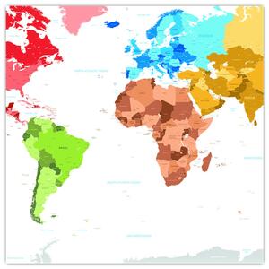 Obraz - farebná mapa sveta (Obraz 30x30cm)