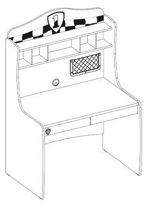 Písací stôl Fittipaldi - červená/šedá