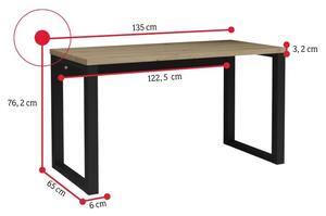 Písací stôl RAMO, 135x76,2x65, dub artisan/čierna