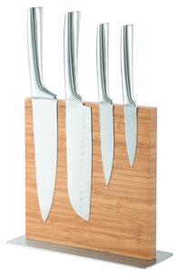 4-dielna sada nožov z nehrdzavejúcej ocele s bambusovým magnetom Bergner Kobe / 5 ks / BG-39300-MM / strieborná / bambus
