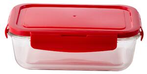 Dóza na potraviny z borosilikátového skla United Colors of Benetton / obdĺžnikový tvar / 1,18 l / číra / červená