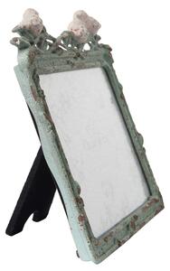 Zelený kovový vintage fotorámček s vtáčikmi - 14 * 2 * 12 cm / 13 * 9 cm