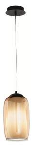Ondaluce - Závesný luster na lane BONNIE 1xE27/15W/230V, priemer 15 cm, čierna/dýmová béžová