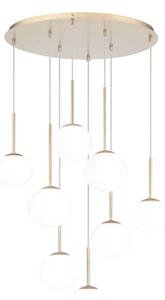 Ondaluce - Závesný luster na lankách JEWEL 8xE14/10W/230V priemer 70 cm zlatá/biela