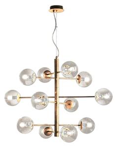 Ondaluce - Luster na lanku ELISEO 12xE14/10W/230V priemer 97 cm zlatá/dymová béžová