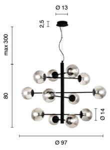 Ondaluce - Luster na lanku ELISEO 12xE14/10W/230V priemer 97 cm zlatá/dymová béžová