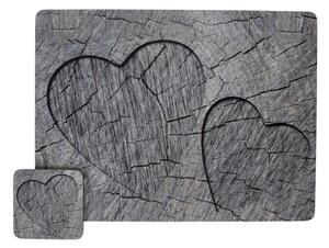 4ks šedej korkové prestieranie srdce v strome Hearts grey - 30 * 40 * 0,4 cm