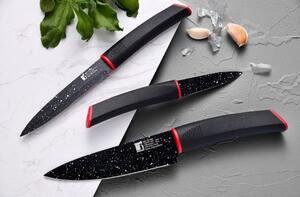 3-dielna súprava nožov Bergner z nehrdzavejúcej ocele / mramorový povrch / čierna