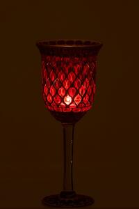 Červený sklenený svietnik na nožičke Mosaic - Ø 12 * 30 cm