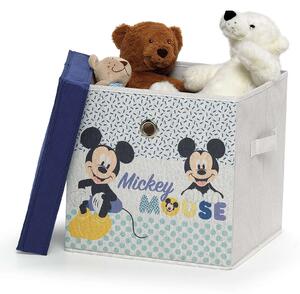 Detský textilný úložný košík Living s vekom / 30 x 30 x 30 cm / biely / Disney Mickey
