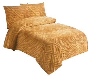 Jahu Dvojdielna posteľná bielizeň / mikroplyš / 70 x 90 cm / 140 x 200 cm / 100% polyester / 240 g/m² / aztécky motív / medová