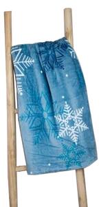 Jahu Deka z mikroplyšu / 150 x 200 cm / 100% polyester / 300 g/m2 / motív snehových vločiek / modrá