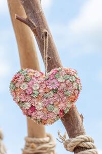 Závesné jarní srdce so suchými kvetmi - 16 * 5 * 14cm