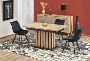 Rozkladací jedálenský stôl MEREK, 130-180x76x80, dub artisan/čierna