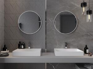 Mexen Loft, okrúhle kúpeľňové zrkadlo 60 cm, farba rámu biela, 9850-060-060-000-20
