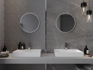 Mexen Loft, okrúhle kúpeľňové zrkadlo 50 cm, farba rámu biela, 9850-050-050-000-20