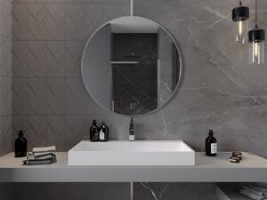 Mexen Loft, okrúhle kúpeľňové zrkadlo 90 cm, farba rámu brúsená oceľ, 9850-090-090-000-10