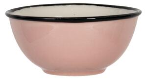 Ružová keramická miska s čiernou linkou Printemps - Ø 12 * 6 cm