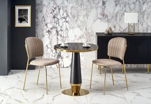 Jedálenský stôl MOLINA, 59x74x59, čierny mramor/čierna/zlatá