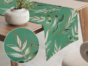 Biante Bavlnený behúň na stôl Sandra SA-435 Popínavé listy na zelenom 20x140 cm